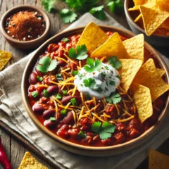 Chili con carne si chips de lipie