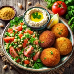 Falafel, tabbouleh si sos de vinete