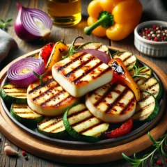 Halloumi si legume la gratar